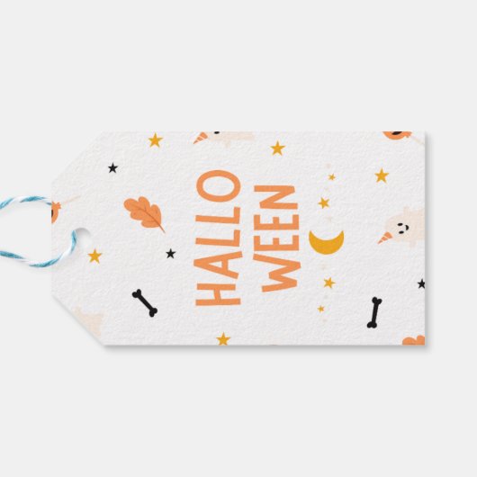 Witte en zwarte Halloween Cadeaulabel (Achterkant Horizontaal)