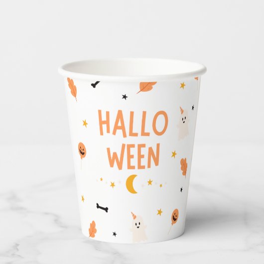 Witte en zwarte Halloween Papieren Bekers (Achterkant)