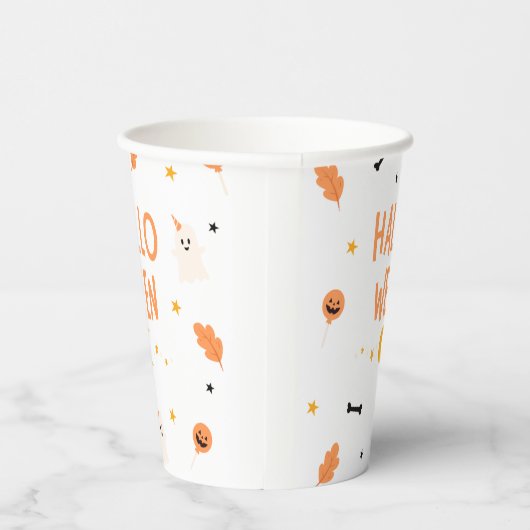 Witte en zwarte Halloween Papieren Bekers (Rechts)