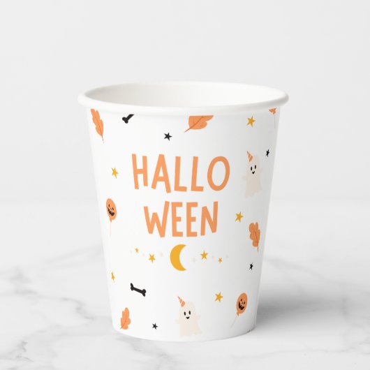 Witte en zwarte Halloween Papieren Bekers (Voorkant)