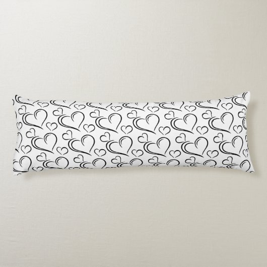 Witte en zwarte hartkussen lichaamskussen (Achterkant)