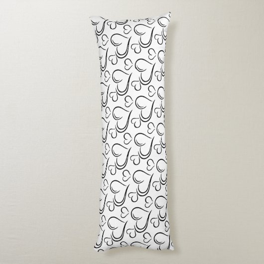 Witte en zwarte hartkussen lichaamskussen (Achterkant (Verticaal))