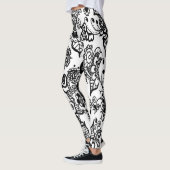 witte en zwarte Henna Geïnspireerde Floral Leggings (Links)