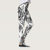 witte en zwarte Henna Geïnspireerde Floral Leggings (Rechts)