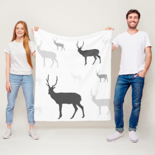 Witte en zwarte herten, silhouet, kussen fleece deken