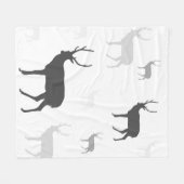 Witte en zwarte herten, silhouet, kussen fleece deken (Voorkant (Horizontaal))