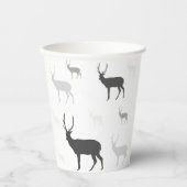 Witte en zwarte herten, silhouet, kussen papieren bekers (Voorkant)