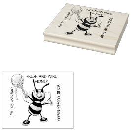 Witte en zwarte honingbijen 5x4 rubberstempel