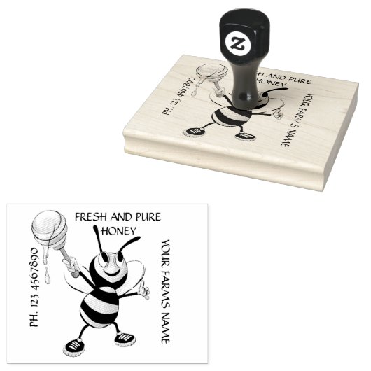 Witte en zwarte honingbijen 5x4 rubberstempel (Gestempeld)