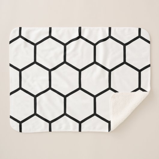 Witte en zwarte honingraat sherpa deken (Voorkant (horizontaal))