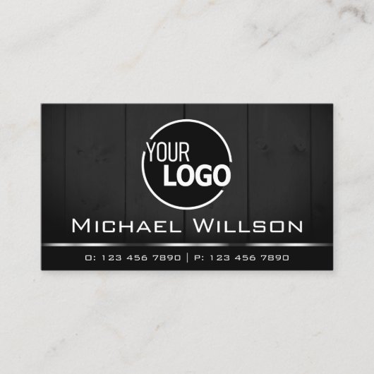 Witte en zwarte houten planken Hout Graan Kijk Log Visitekaartje (Voorkant)