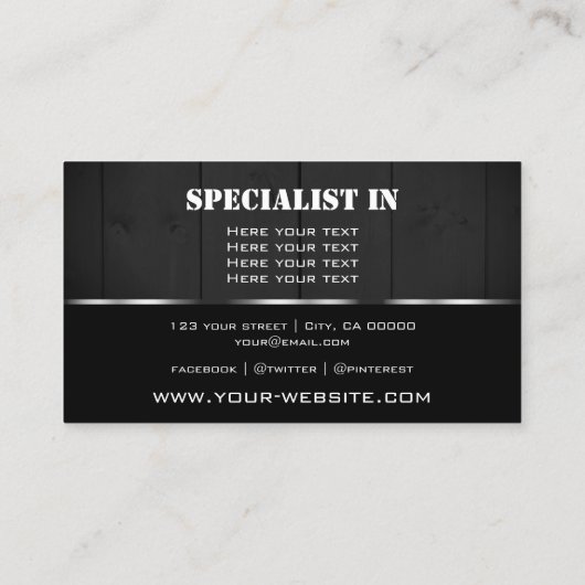 Witte en zwarte houten planken Kool Hout Graan Kij Visitekaartje (Achterkant)