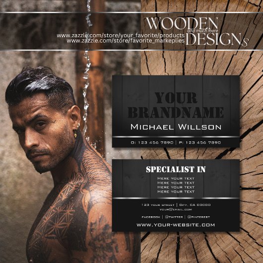 Witte en zwarte houten planken Kool Hout Graan Kij Visitekaartje