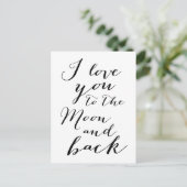Witte en Zwarte Ik Hou van Jou naar de Maan Ansich Briefkaart (Staand voorkant)