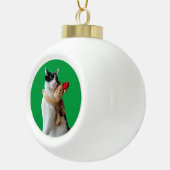 Witte en zwarte kat en rendierkerst Speelgoed Keramische Bal Ornament (Rechts)