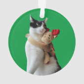 Witte en zwarte kat en rendierkerst Speelgoed Ornament (achterkant)