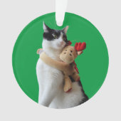 Witte en zwarte kat en rendierkerst Speelgoed Ornament (voorkant)