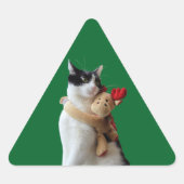Witte en zwarte kat en rendierkerst Speelgoed Sticker (Voorkant)