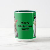 Witte en zwarte kat en rendierkerst Speelgoed Tweekleurige Koffiemok (Center)