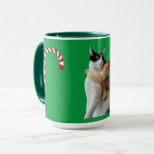 Witte en Zwarte Kat & Rendier Kerst Speelgoed Mok (Voorkant links)