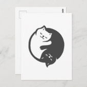 Witte en zwarte kat Yin-Yang - Kies achterkleur Briefkaart (Voorkant / Achterkant)
