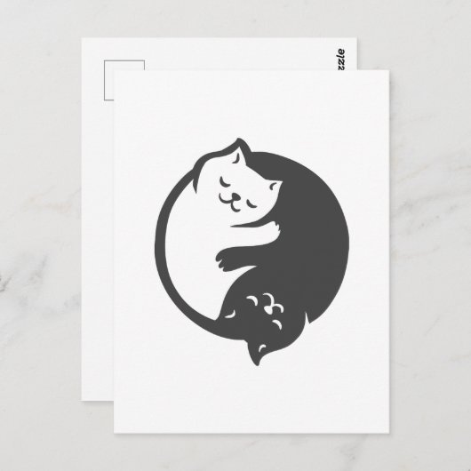Witte en zwarte kat Yin-Yang - Kies achterkleur Briefkaart (Voorkant / Achterkant)