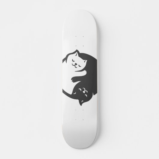 Witte en zwarte kat Yin-Yang - Kies achterkleur Persoonlijk Skateboard (Voorkant)