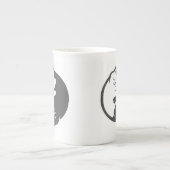 Witte en zwarte kat Yin-Yang - Kies achterkleur Porselein Kop (Voorkant)