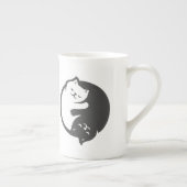 Witte en zwarte kat Yin-Yang - Kies achterkleur Porselein Kop (Rechts)