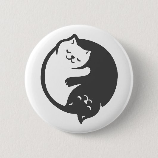 Witte en zwarte kat Yin-Yang - Kies achterkleur Ronde Button 5,7 Cm (Voorkant)