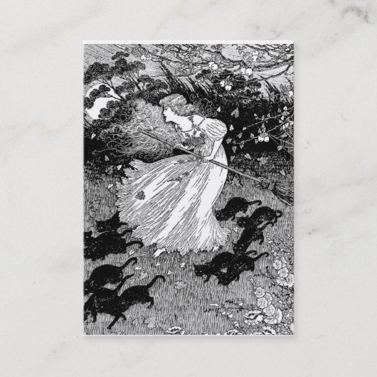 Witte en zwarte katten in maanlicht visitekaartje (Voorkant)