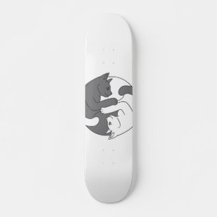 Witte en zwarte kattenknuffel - Kies achtergrondkl Persoonlijk Skateboard