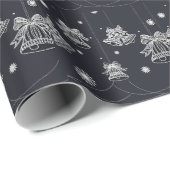 Witte en Zwarte Kerst Ornamenten Patroon Gift Cadeaupapier (Rol Hoek)