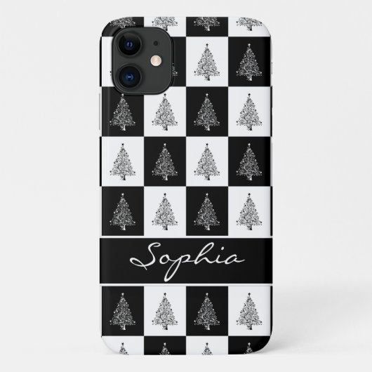 Witte en zwarte kerstbomen Case-Mate iPhone case (Achterkant)