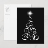 Witte en zwarte kerstboomkunst feestdagenkaart (Voorkant / Achterkant)