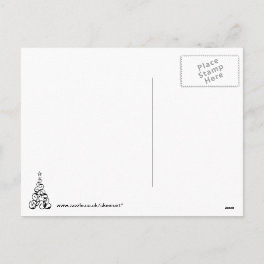 Witte en zwarte kerstboomkunst feestdagenkaart (Achterkant)