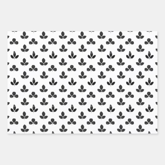 Witte en zwarte klaver inpakpapier vel (Voorkant)