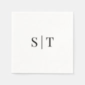 Witte en zwarte kleur bruiloft Monogram servetten (Voorkant)