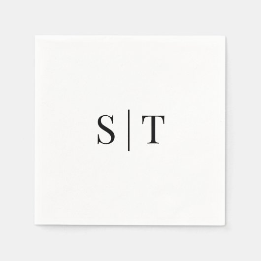 Witte en zwarte kleur bruiloft Monogram servetten (Voorkant)