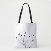 Witte en zwarte kraaien in een boom tote bag (Voorkant)