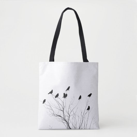 Witte en zwarte kraaien in een boom tote bag (Voorkant)