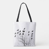 Witte en zwarte kraaien in een boom tote bag (Achterkant)