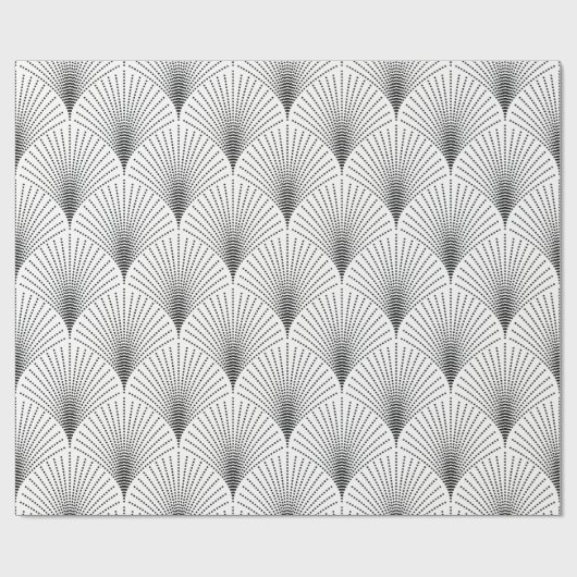 Witte en zwarte kunst-deco naadloze patronen cadeaupapier (Vlak)