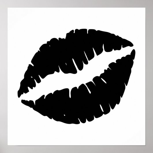 Witte en zwarte lipstick Kiss Poster (Voorkant)