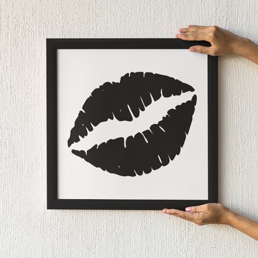 Witte en zwarte lipstick Kiss Poster