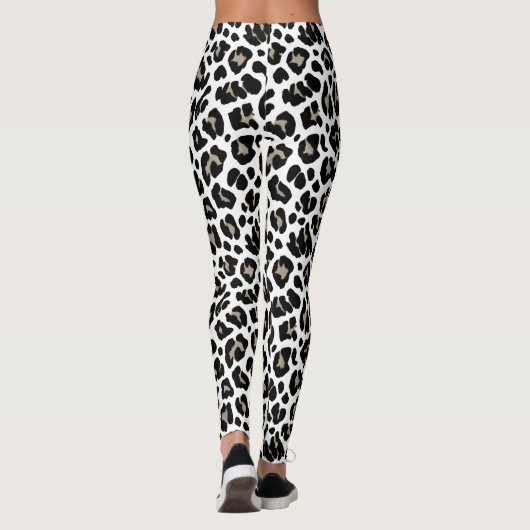 Witte en zwarte luipaard print leggings (Achterkant)
