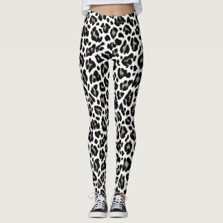 Witte en zwarte luipaard print leggings