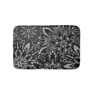 Witte en zwarte mandala patroon badmat