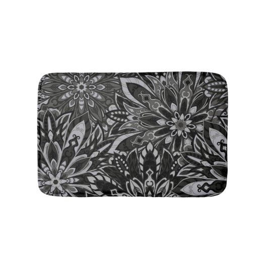 Witte en zwarte mandala patroon badmat (Voorkant)