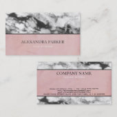 Witte en zwarte marmeren en roze achtergrond visitekaartje (Voorkant / Achterkant)